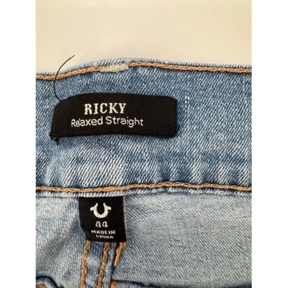 True Religion Ricky Jeans Mens 44 Light Wash Relaxed Straight Horseshoe Denim